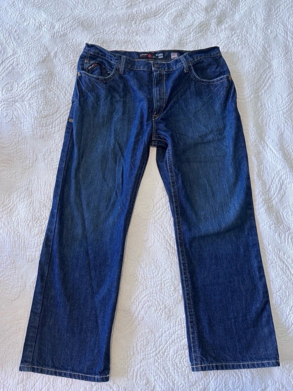 Ariat Mens M4 Flame Resistant Bootcut Cotton Work Jeans Blue 40/30